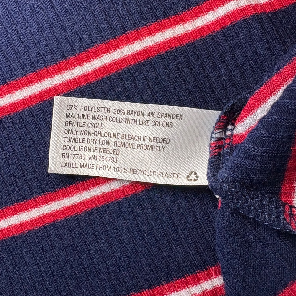 Mossimo Ribbed Red White Blue Striped T-Shirt‎ Dress Size Medium - Picture 7 of 7